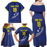 Custom Curacao Football Family Matching Off Shoulder Maxi Dress and Hawaiian Shirt La Pantera Negra