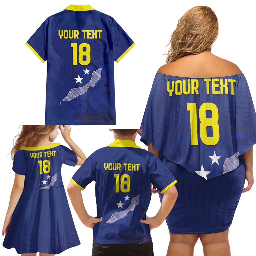 Custom Curacao Football Family Matching Off Shoulder Short Dress and Hawaiian Shirt La Pantera Negra