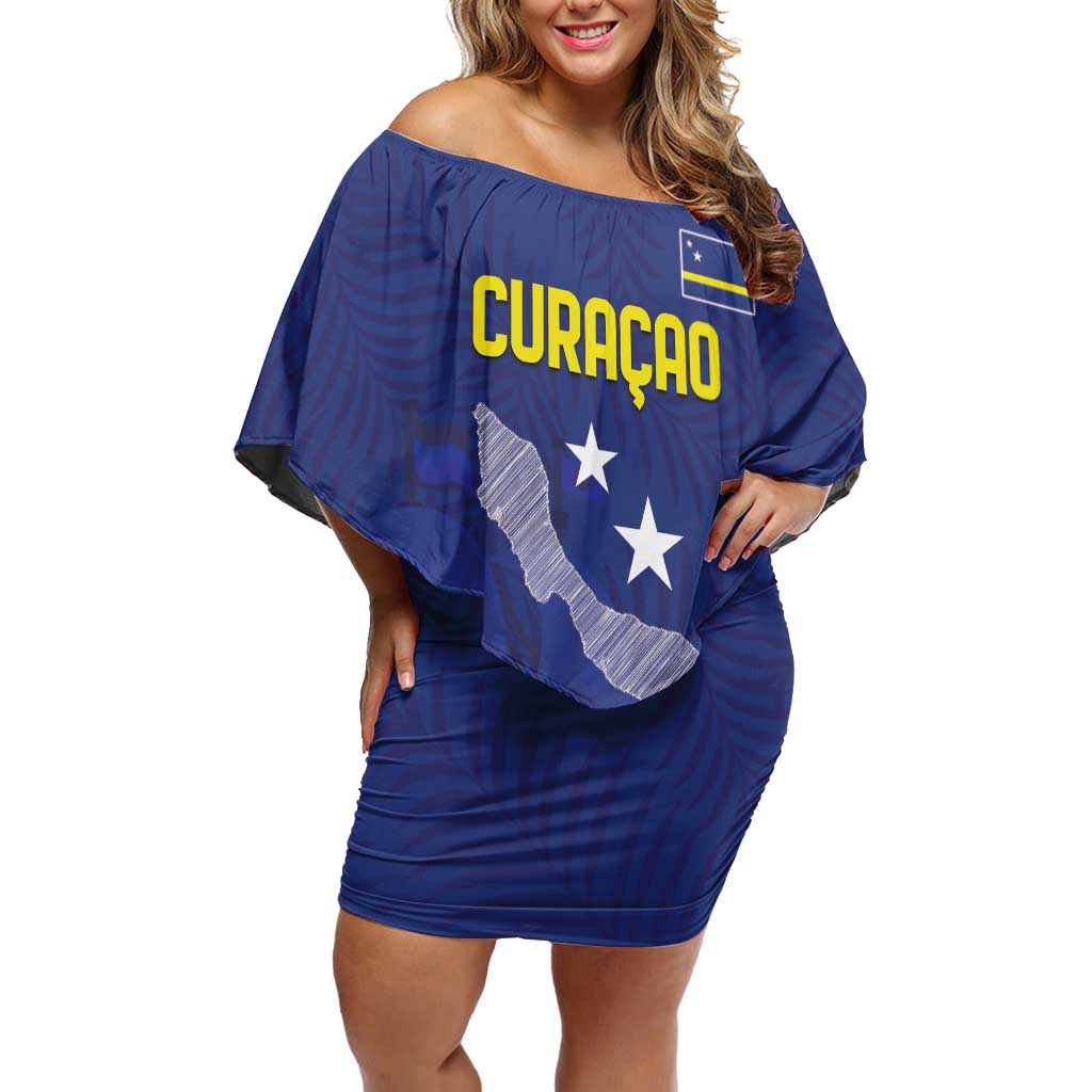 Custom Curacao Football Family Matching Off Shoulder Short Dress and Hawaiian Shirt La Pantera Negra
