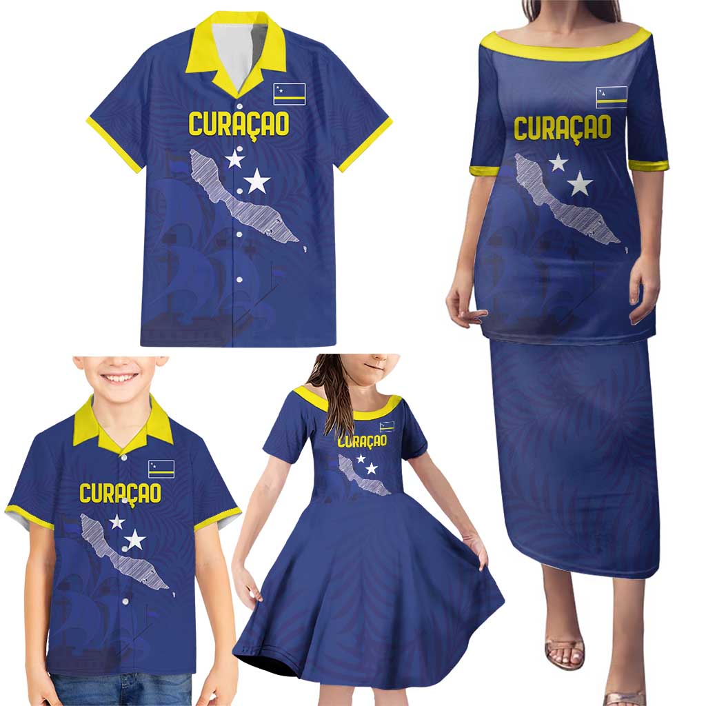 Custom Curacao Football Family Matching Puletasi and Hawaiian Shirt La Pantera Negra