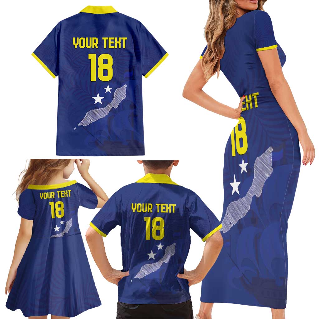 Custom Curacao Football Family Matching Short Sleeve Bodycon Dress and Hawaiian Shirt La Pantera Negra
