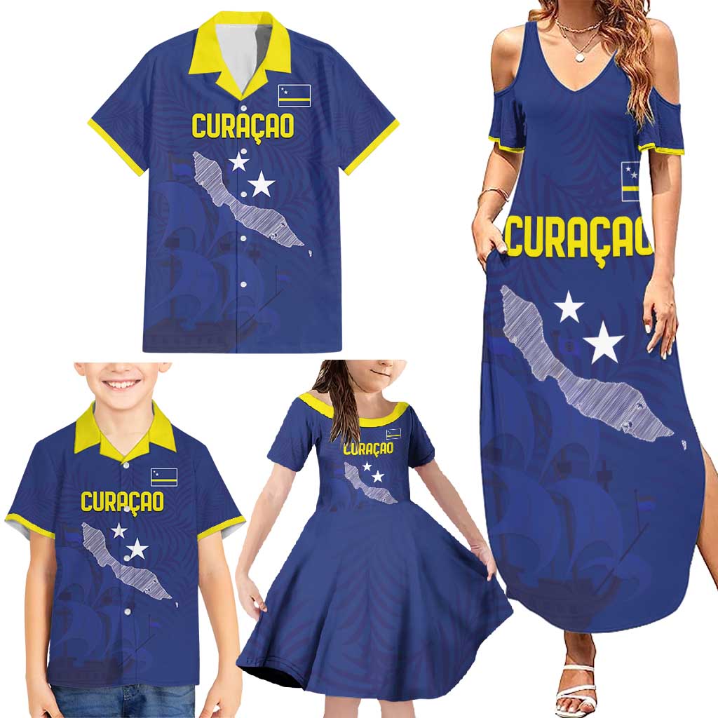Custom Curacao Football Family Matching Summer Maxi Dress and Hawaiian Shirt La Pantera Negra