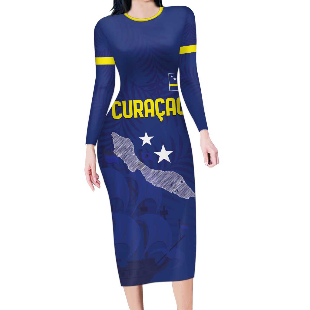 Custom Curacao Football Long Sleeve Bodycon Dress La Pantera Negra