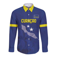 Custom Curacao Football Long Sleeve Button Shirt La Pantera Negra