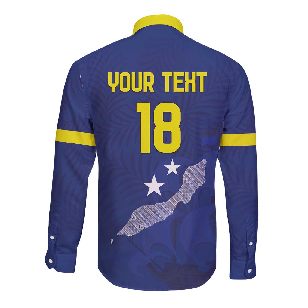 Custom Curacao Football Long Sleeve Button Shirt La Pantera Negra