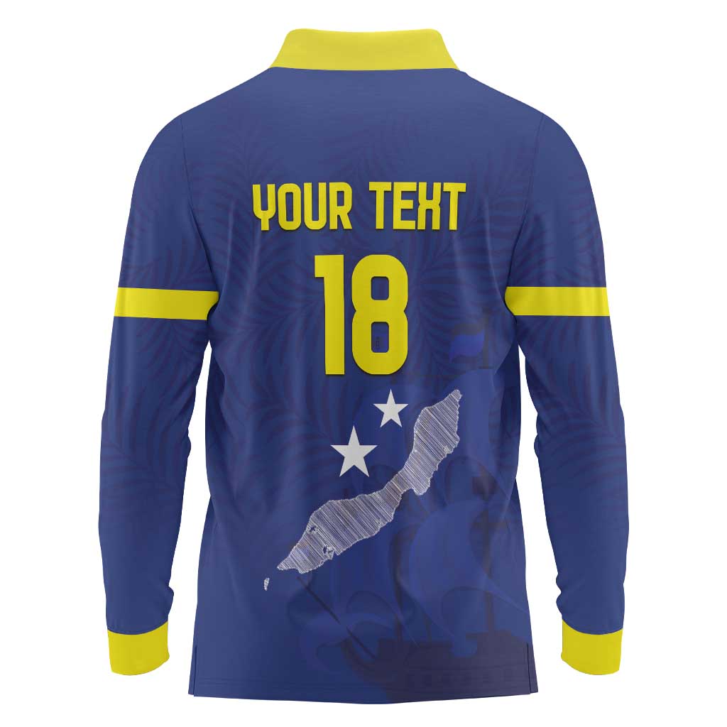 Custom Curacao Football Long Sleeve Polo Shirt La Pantera Negra