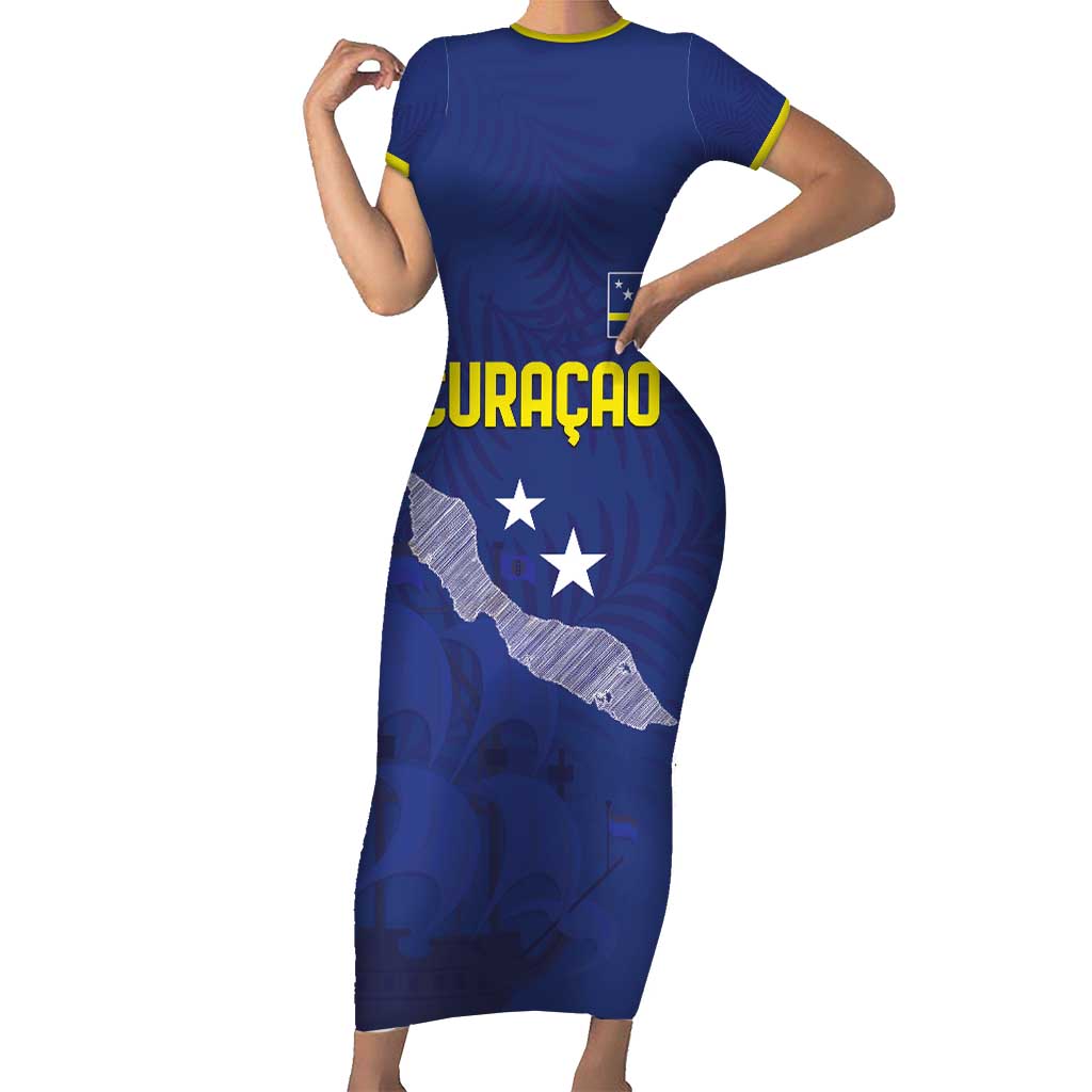 Custom Curacao Football Short Sleeve Bodycon Dress La Pantera Negra