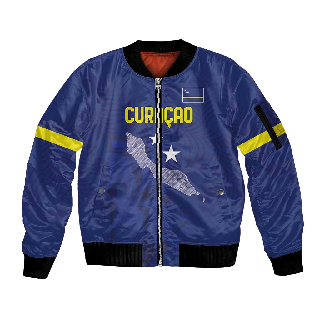 Custom Curacao Football Sleeve Zip Bomber Jacket La Pantera Negra