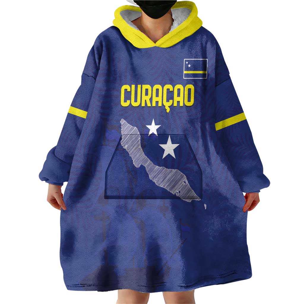 Custom Curacao Football Wearable Blanket Hoodie La Pantera Negra