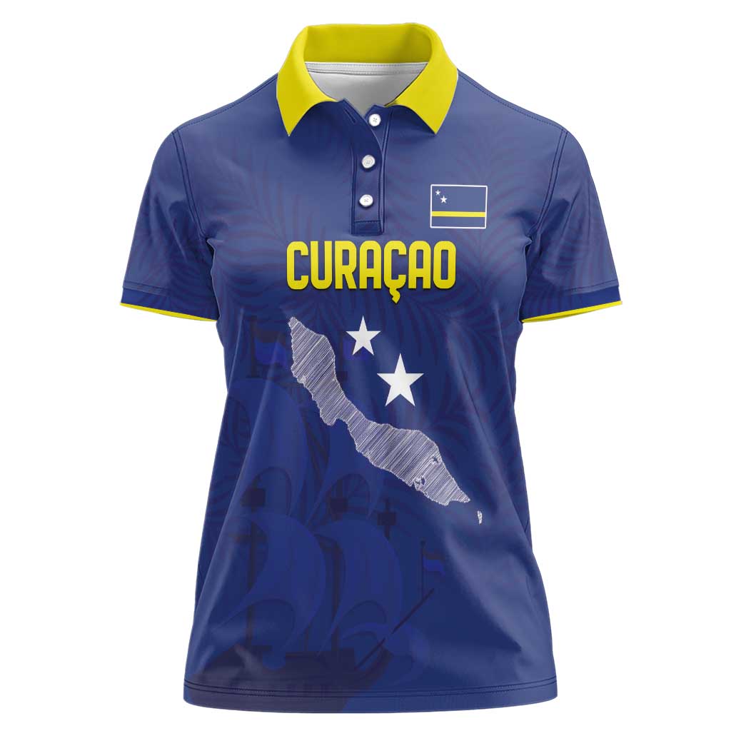 Custom Curacao Football Women Polo Shirt La Pantera Negra