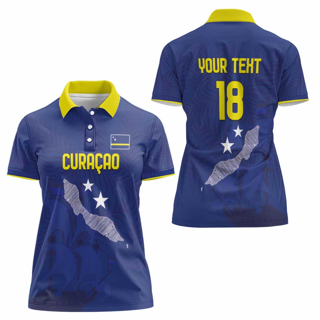 Custom Curacao Football Women Polo Shirt La Pantera Negra