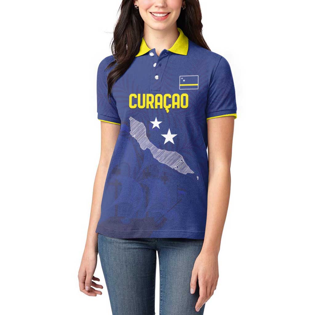 Custom Curacao Football Women Polo Shirt La Pantera Negra