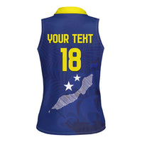 Custom Curacao Football Women Sleeveless Polo Shirt La Pantera Negra