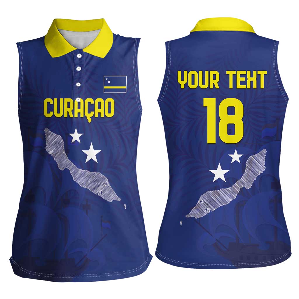 Custom Curacao Football Women Sleeveless Polo Shirt La Pantera Negra