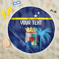 Personalized Curacao Flag Day Beach Blanket Dia di Bandera