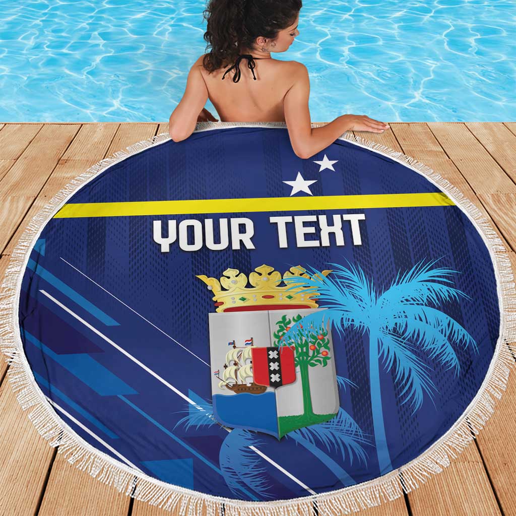 Personalized Curacao Flag Day Beach Blanket Dia di Bandera
