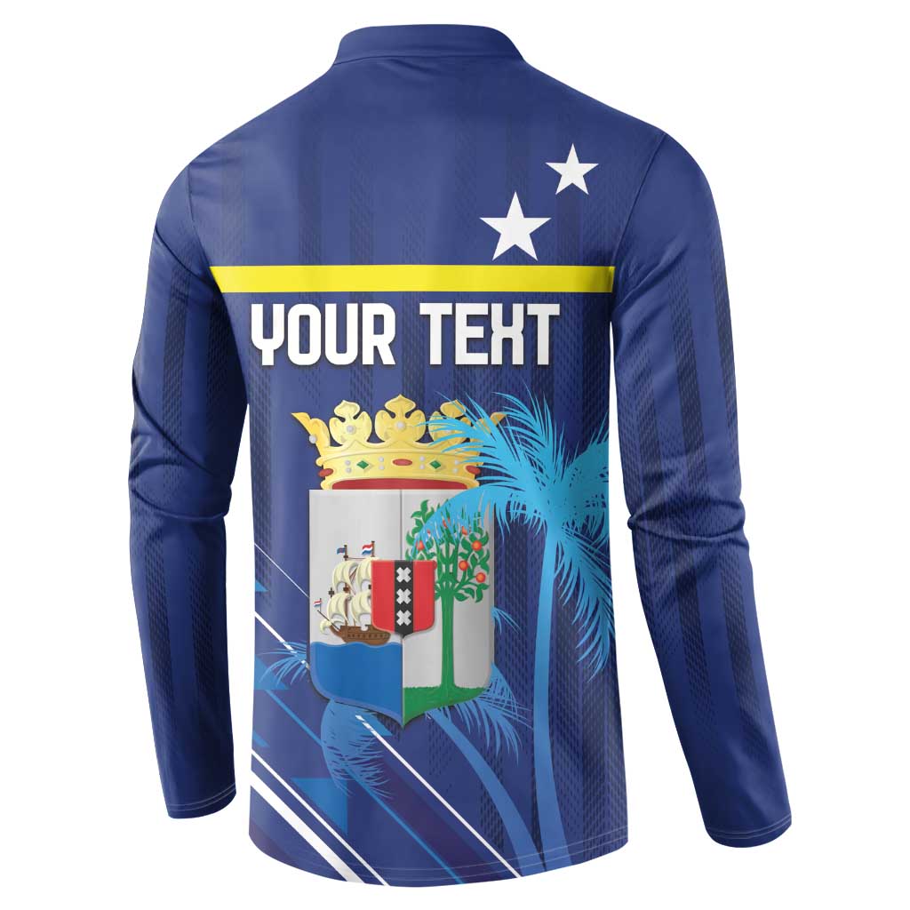 Personalized Curacao Flag Day Button Sweatshirt Dia di Bandera