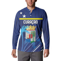 Personalized Curacao Flag Day Button Sweatshirt Dia di Bandera