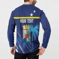 Personalized Curacao Flag Day Button Sweatshirt Dia di Bandera