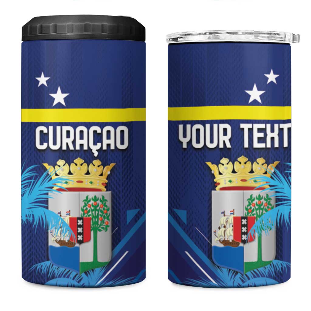 Personalized Curacao Flag Day 4 in 1 Can Cooler Tumbler Dia di Bandera