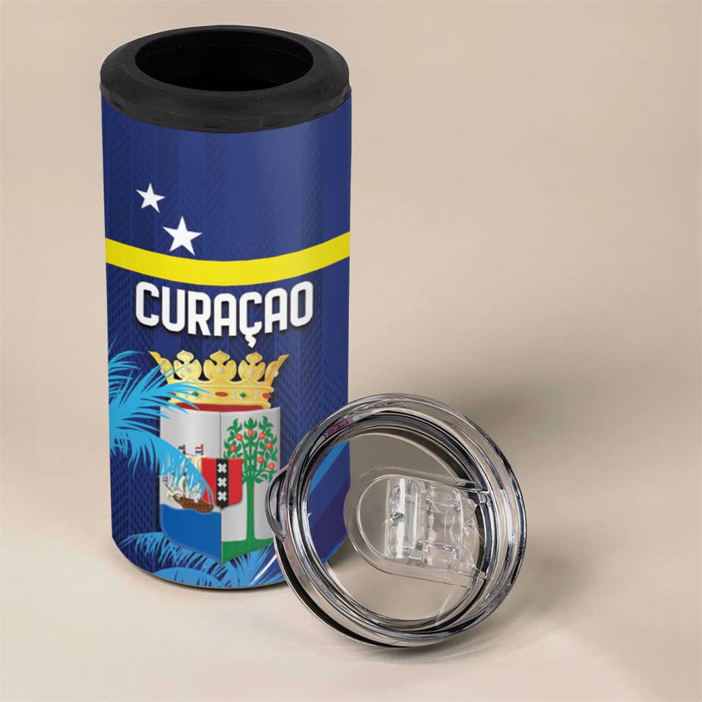 Personalized Curacao Flag Day 4 in 1 Can Cooler Tumbler Dia di Bandera