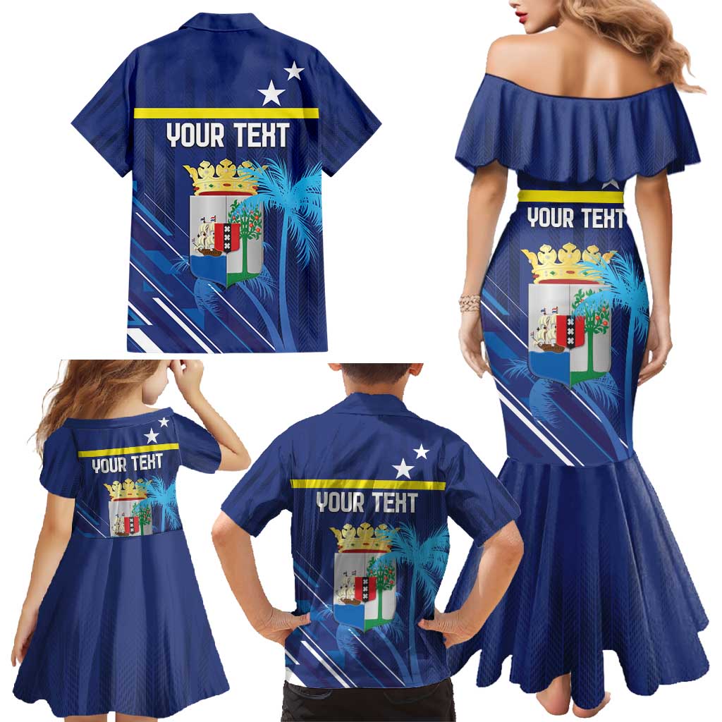 Personalized Curacao Flag Day Family Matching Mermaid Dress and Hawaiian Shirt Dia di Bandera