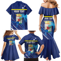Personalized Curacao Flag Day Family Matching Mermaid Dress and Hawaiian Shirt Dia di Bandera