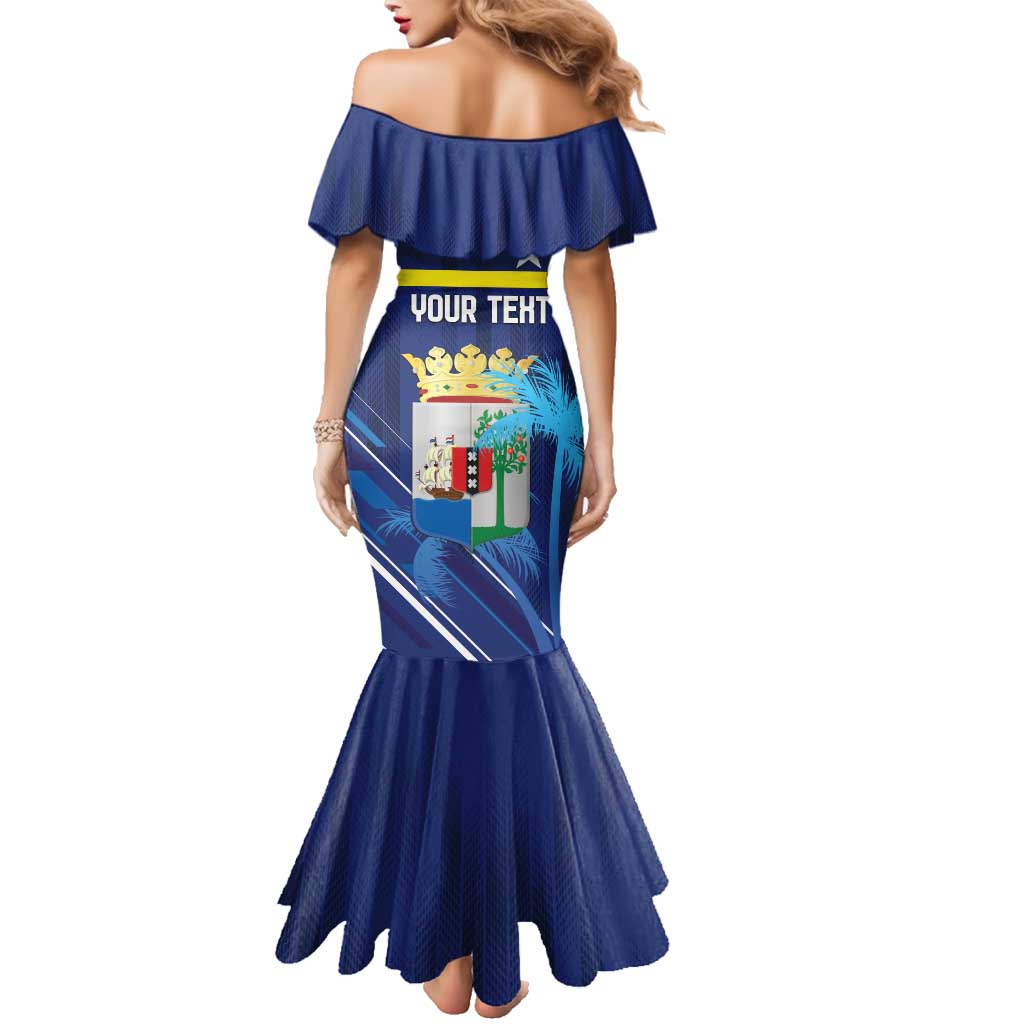 Personalized Curacao Flag Day Family Matching Mermaid Dress and Hawaiian Shirt Dia di Bandera