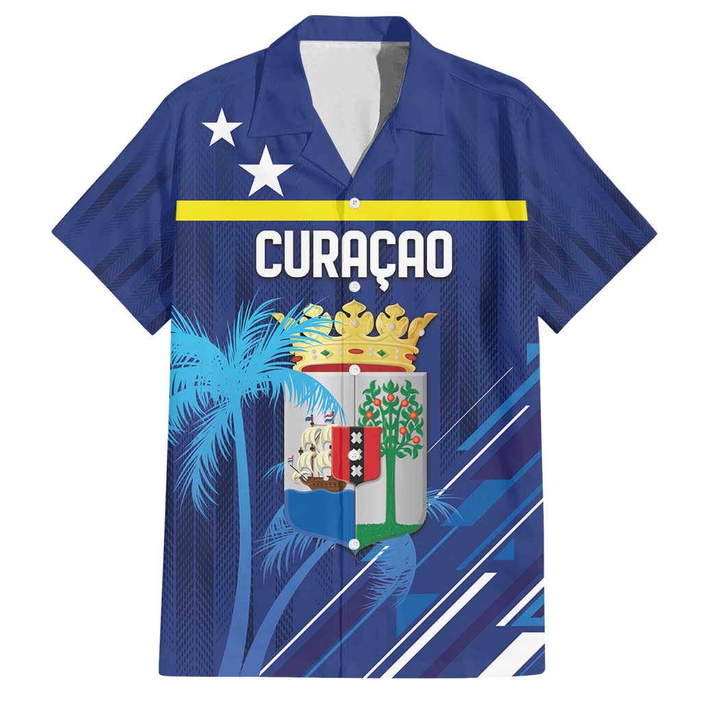 Personalized Curacao Flag Day Family Matching Off Shoulder Maxi Dress and Hawaiian Shirt Dia di Bandera