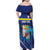 Personalized Curacao Flag Day Family Matching Off Shoulder Maxi Dress and Hawaiian Shirt Dia di Bandera