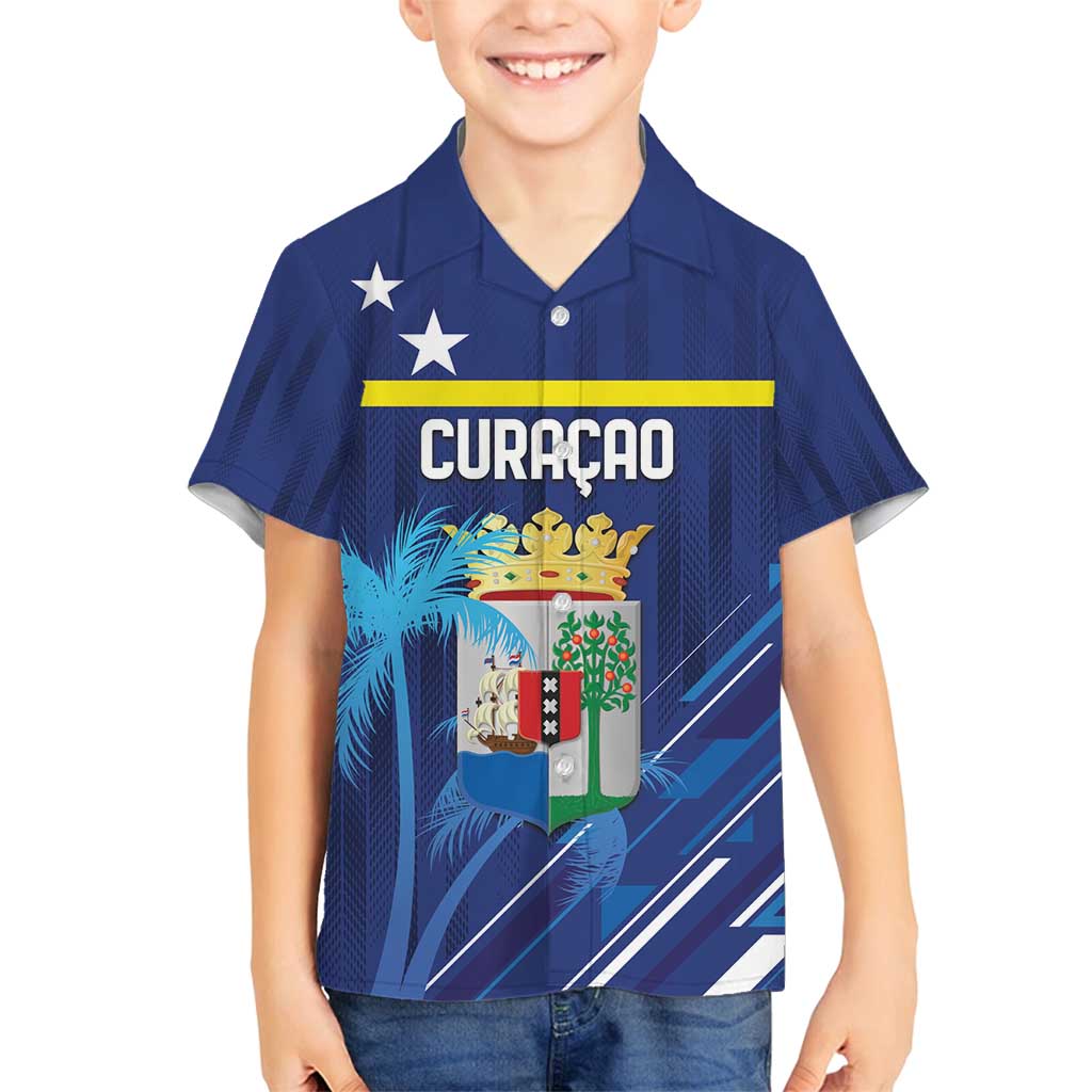 Personalized Curacao Flag Day Family Matching Off Shoulder Maxi Dress and Hawaiian Shirt Dia di Bandera