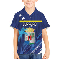 Personalized Curacao Flag Day Family Matching Off Shoulder Maxi Dress and Hawaiian Shirt Dia di Bandera