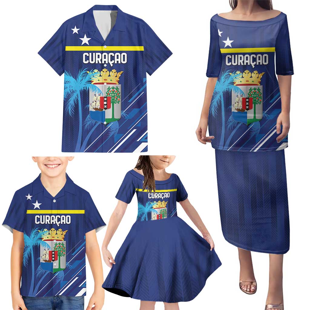 Personalized Curacao Flag Day Family Matching Puletasi and Hawaiian Shirt Dia di Bandera