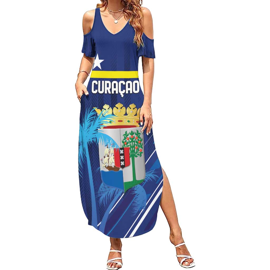 Personalized Curacao Flag Day Family Matching Summer Maxi Dress and Hawaiian Shirt Dia di Bandera