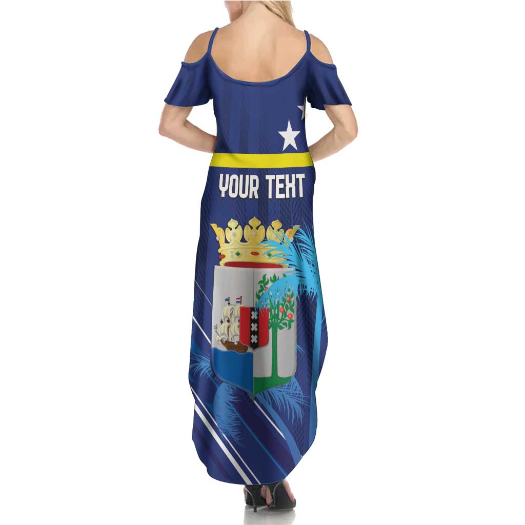 Personalized Curacao Flag Day Family Matching Summer Maxi Dress and Hawaiian Shirt Dia di Bandera