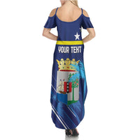 Personalized Curacao Flag Day Family Matching Summer Maxi Dress and Hawaiian Shirt Dia di Bandera