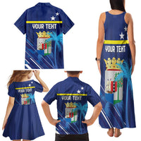 Personalized Curacao Flag Day Family Matching Tank Maxi Dress and Hawaiian Shirt Dia di Bandera