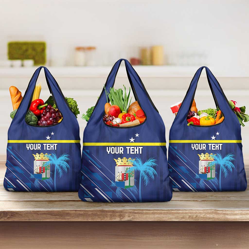 Personalized Curacao Flag Day Grocery Bag Dia di Bandera