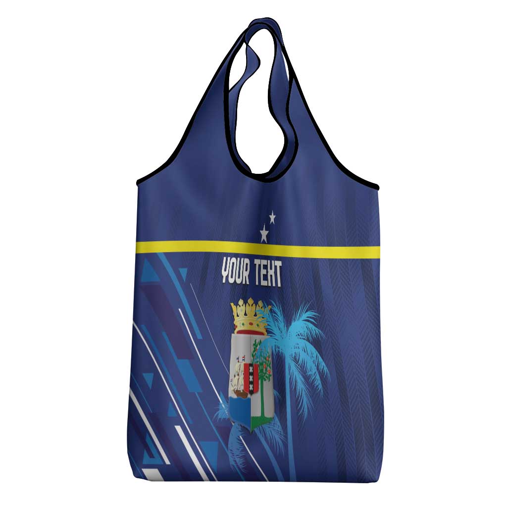 Personalized Curacao Flag Day Grocery Bag Dia di Bandera