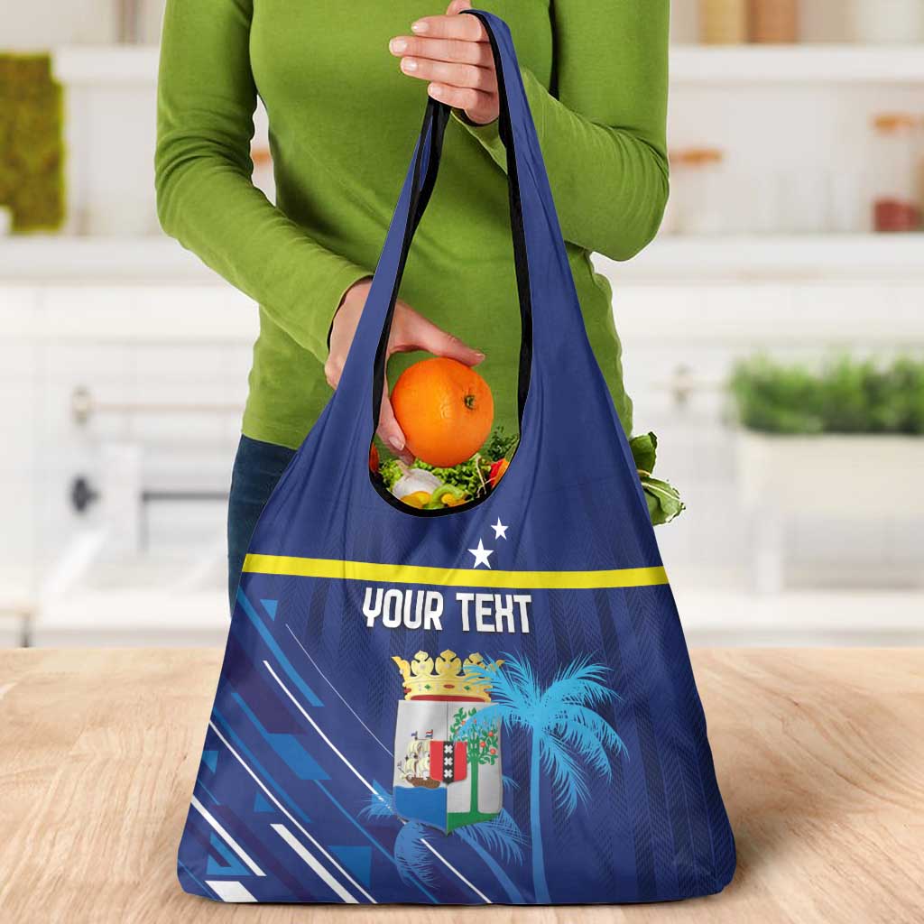 Personalized Curacao Flag Day Grocery Bag Dia di Bandera