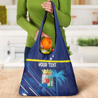 Personalized Curacao Flag Day Grocery Bag Dia di Bandera