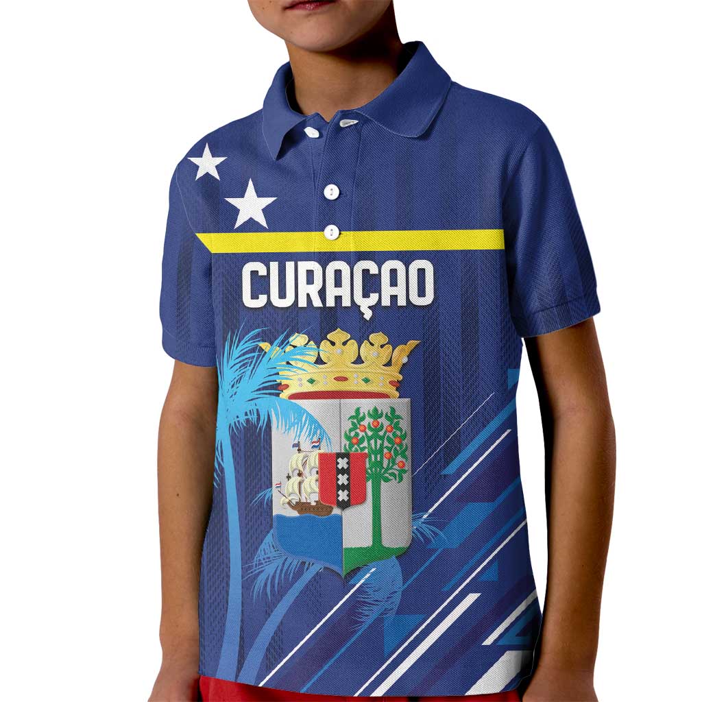 Personalized Curacao Flag Day Kid Polo Shirt Dia di Bandera
