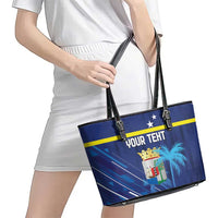 Personalized Curacao Flag Day Leather Tote Bag Dia di Bandera