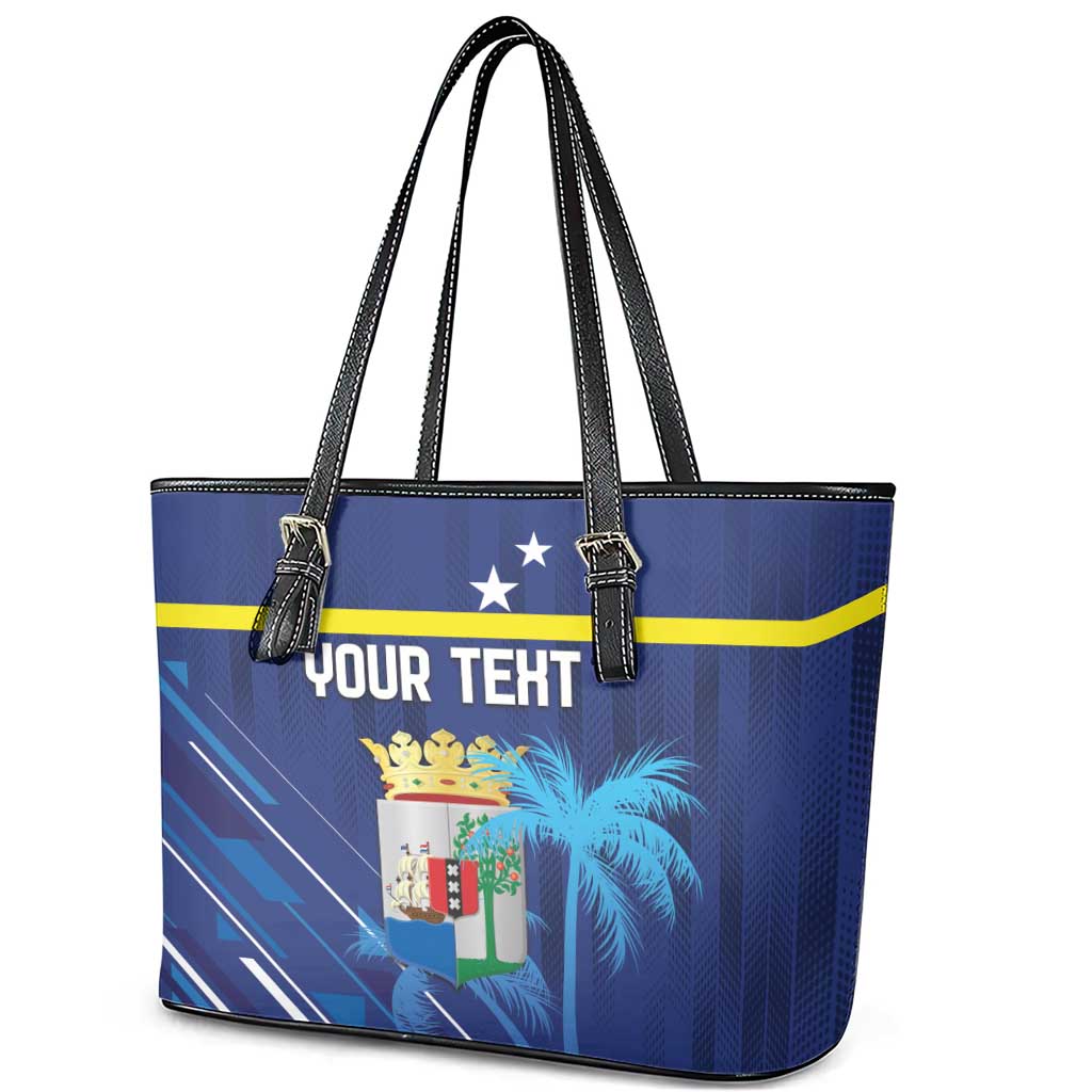 Personalized Curacao Flag Day Leather Tote Bag Dia di Bandera