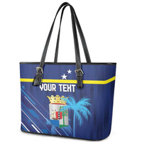 Personalized Curacao Flag Day Leather Tote Bag Dia di Bandera