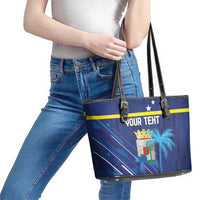 Personalized Curacao Flag Day Leather Tote Bag Dia di Bandera