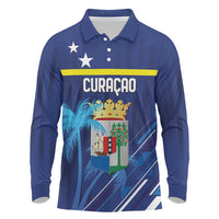 Personalized Curacao Flag Day Long Sleeve Polo Shirt Dia di Bandera