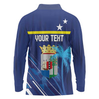 Personalized Curacao Flag Day Long Sleeve Polo Shirt Dia di Bandera