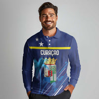 Personalized Curacao Flag Day Long Sleeve Polo Shirt Dia di Bandera