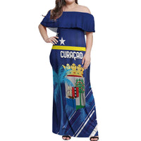 Personalized Curacao Flag Day Off Shoulder Maxi Dress Dia di Bandera
